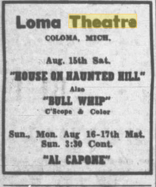 Loma Theatre - 15 Aug 1959 Ad